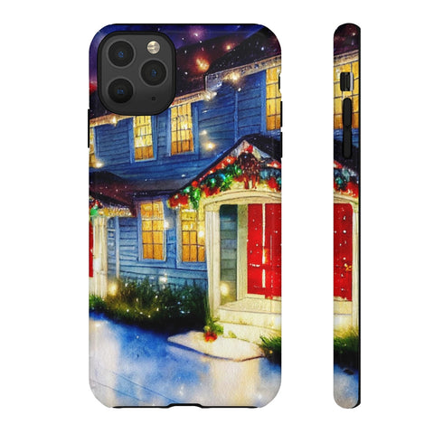 Festive Christmas Decorations on a Row of Townhomes - Impact Resistant Phone Case iPhone 11 Pro Max Glossy